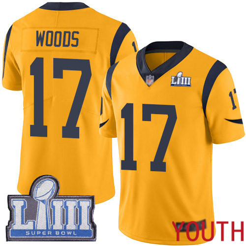 Los Angeles Rams Limited Gold Youth Robert Woods Jersey NFL Football #17 Super Bowl LIII Bound Rush Vapor Untouchable->los angeles rams->NFL Jersey